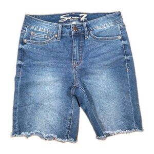Seven7 Sunset Bermuda Denim Shorts Mid Rise Blue Womens Size 4 Stretch